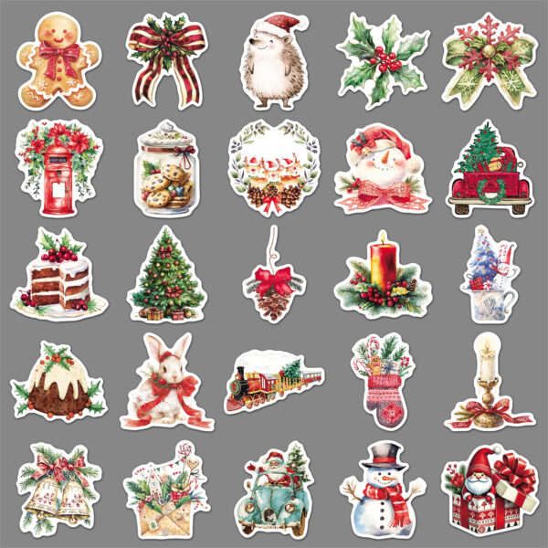 Wholesale 50 Christmas Retro Watercolor Stickers