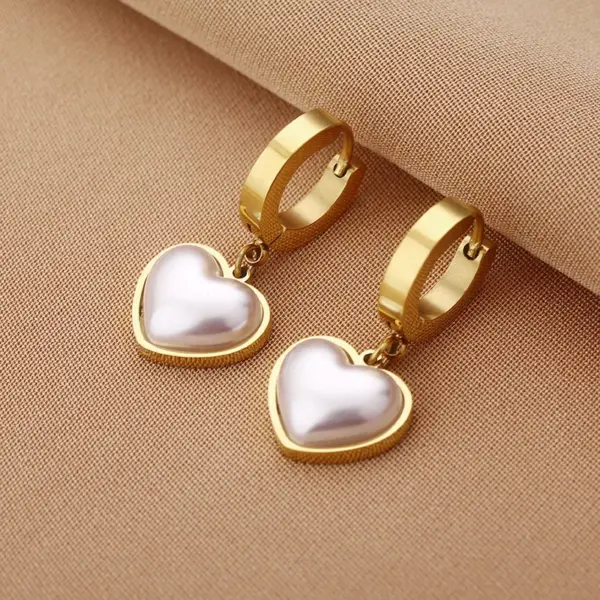 Real Gold Plated Heart Shape 304 Stainless Steel Fashion Waterproof Non Tarnish Drop Earrings