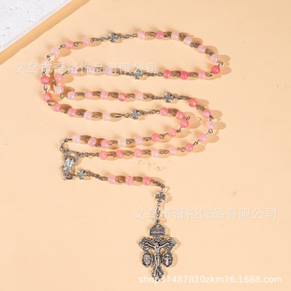 Wholesale Glass beads cross rosary prayer necklace beads