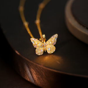 Wholesale Vintage colored zircon butterfly necklace