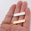 304 Stainless Steel Customization Laser Engraving Rectangle PVD Coated 18K Real Gold Plated Simple Style Waterproof Non Tarnish Polishing Plating Cable Chain Pendant Necklace