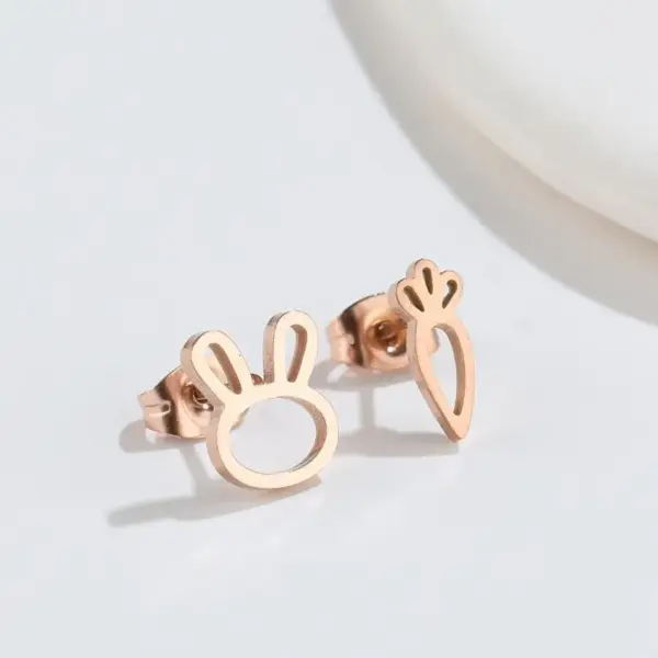 PVD Coated 18K Gold Real Gold Plated Bunny Ears 304 Stainless Steel Fashion Waterproof Non Tarnish Ear Studs