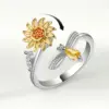 Wholesale Sunflower Sun Copper Pastoral Anxiety Ring Open Ring Rings