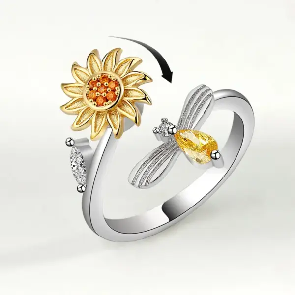 Wholesale Sunflower Sun Copper Pastoral Anxiety Ring Open Ring Rings