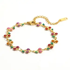 Oil Dripping Cherry Bracelet-Golden-2