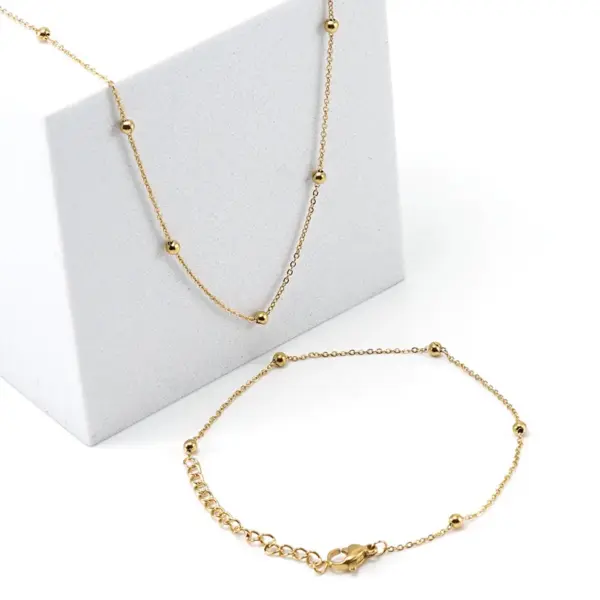 Wholesale PVD Coated 18K Gold Plated Geometric 304 Stainless Steel Titanium Steel Simple Style Waterproof Non Tarnish 304 Stainless Steel Necklace