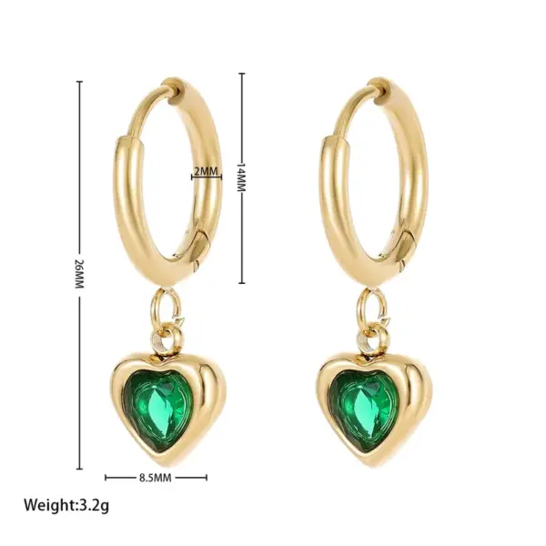 PVD Coated 18K Gold Platinum Real Gold Plated Heart Shape 304 Stainless Steel Elegant Sweet Waterproof Non Tarnish Earrings Necklace