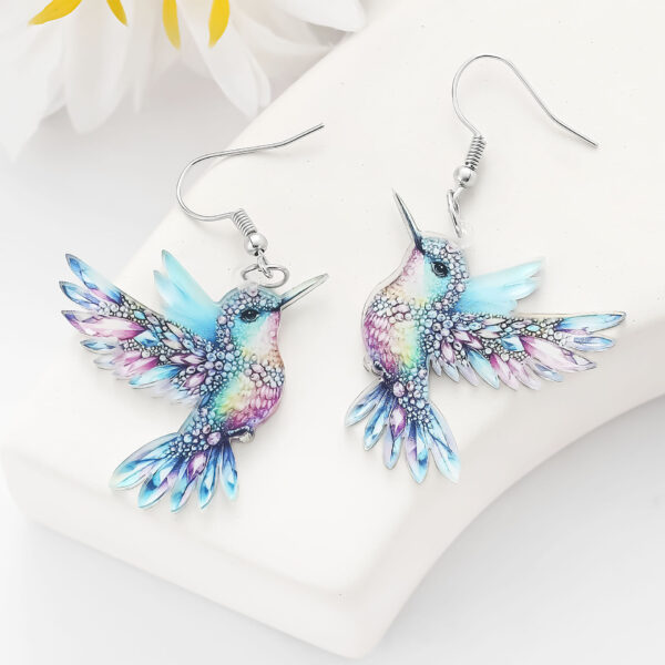 Wholesale Semi-managed European and American new environmentally friendly acrylic earrings fashion personality colorful hummingbird earrings earrings