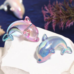 Wholesale Acrylic Pearlescent Little Dolphin Beaded Beads Colorful Whale Cartoon Beads DIY Mobile Phone Chain Car Hanging Accessories