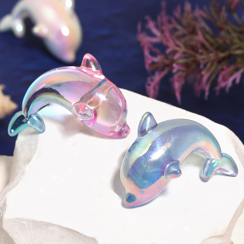 Wholesale Acrylic Pearlescent Little Dolphin Beaded Beads Colorful Whale Cartoon Beads DIY Mobile Phone Chain Car Hanging Aessories