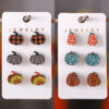 Wholesale Autumn Thanksgiving Leopard Print Wood Earring Set