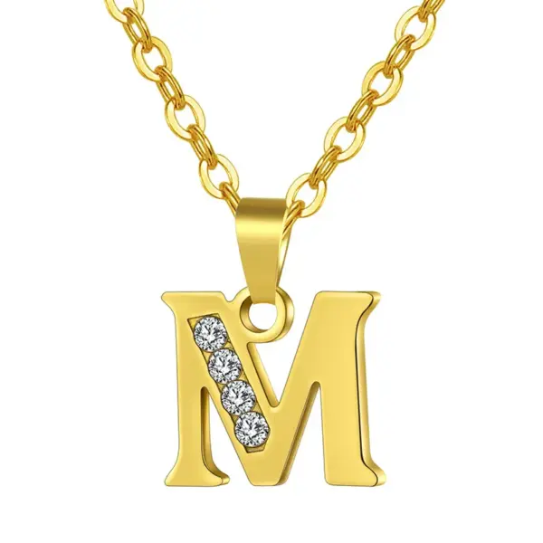 Water Plating 18K Gold Plated Letter 201 Stainless Steel Titanium Steel Fashion 304 Stainless Steel Necklace