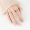 Fashion Golden Star Moon Zircon Rotating Copper Open Ring