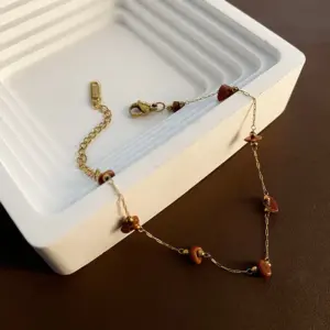 【XKB0218】Irregular Red Stone Bracelet / Gold