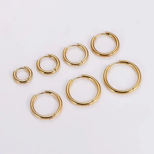 303 Stainless Steel Circle Electroplating No Inlaid Golden Plated Simple Style Plating Gold Earrings