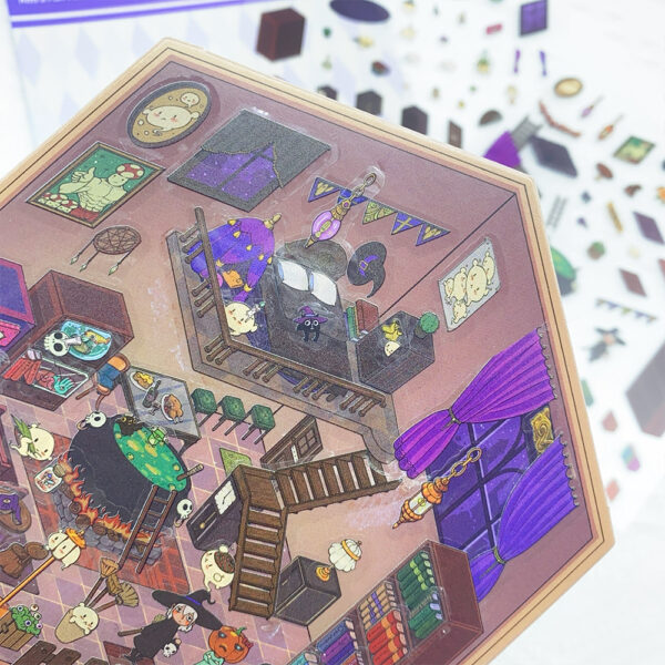 Wholesale Magic Research Institute Landscaping Stickers 3D Microscopic World Visual Stacking Three-Dimensional House Scene Free Clipart