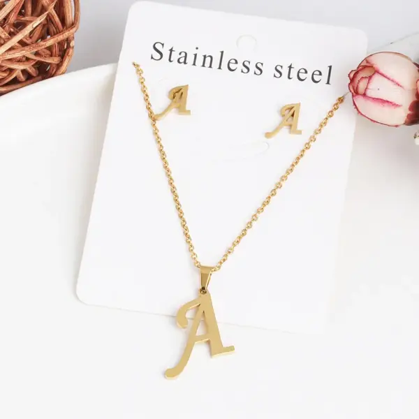Wholesale Classic Style Letter Stainless Steel Alloy Plating Earrings Necklace