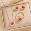 Wholesale PVD Coated Real Gold Plated Heart Shape Stainless Steel Lady Queen Classic Style Waterproof Non Tarnish Jewelry Set