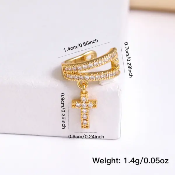 Copper Geometric Water Plating Zircon 18K Gold Plated IG Style Elegant Gold Ear Cuffs