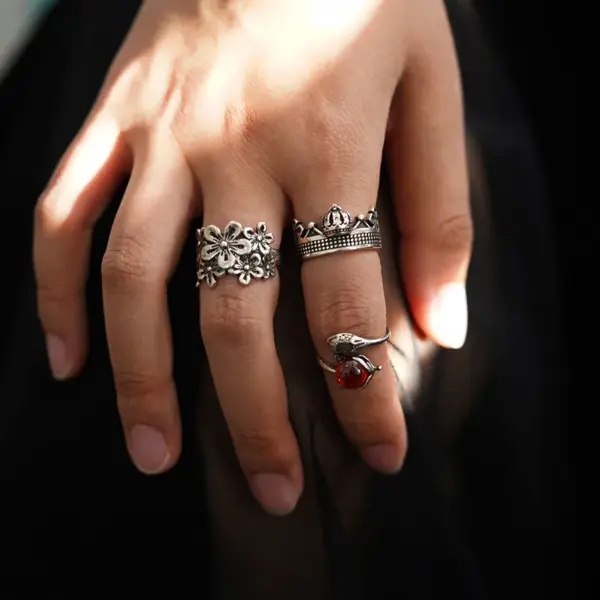 Wholesale Copper Brass Silver Plated Plating Round Flower Zircon Open Rings