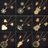 Wholesale Fashion New snowflake stud earrings necklace jewelry suit 18K gold love heart-shaped jewelry suit foreign trade two-piece set
