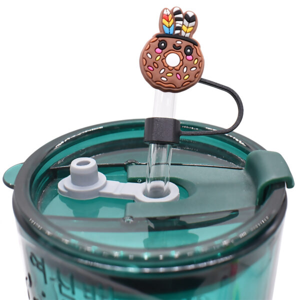 oly-d5b89a71bac5e7e5e27af74c693d0cbd Wholesale Donut series straw cap 10mm flexible glue removable straw aessories creative straw buckle personalized pen clip