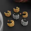 Wholesale 304 Stainless Steel C Shape Ball PVD Coated 18K Gold Plated Real Gold Plated Hip-Hop Vintage Style Simple Style Waterproof Non Tarnish Patchwork Plating Ear Studs
