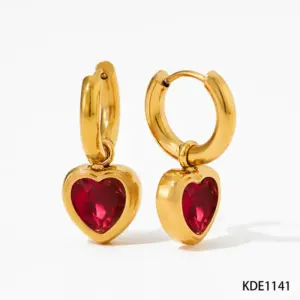 Earrings Red Zirconium