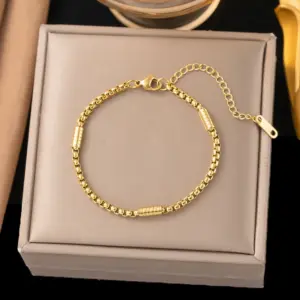 32【E2173】3.0 Pearl Chain Bracelet / Gold