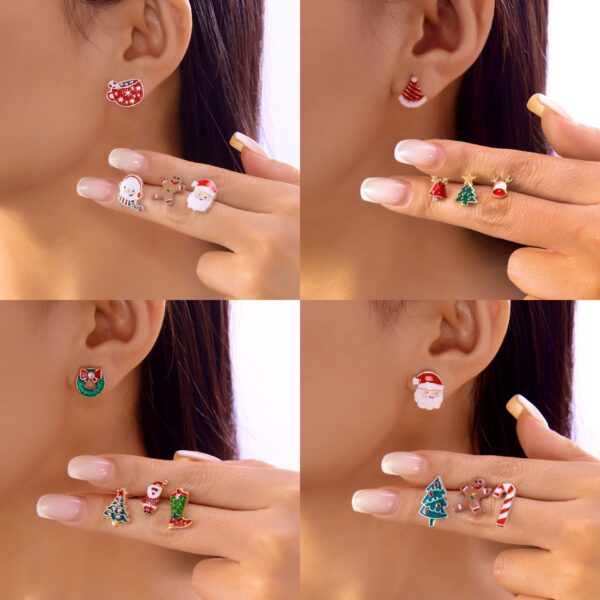 Wholesale Santa Claus Christmas Tree Cane Gingerbread Man Reindeer Earrings