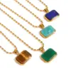 Wholesale PVD Coated Real Gold Plated Rectangle 304 Stainless Steel Simple Style Classic Style Waterproof Non Tarnish 304 Stainless Steel Pendant Necklace