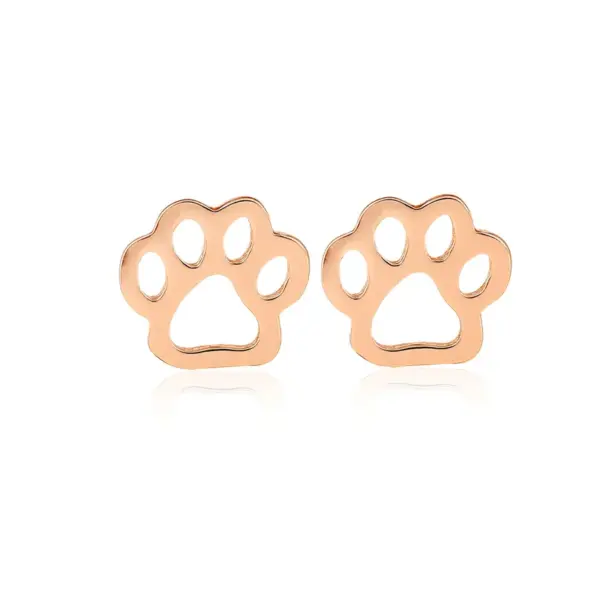 Wholesale PVD Coated 18K Gold Real Gold Plated Paw Print 304 Stainless Steel Cute Waterproof Non Tarnish Ear Studs