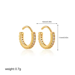 Zircon Earrings Gold (One Piece)