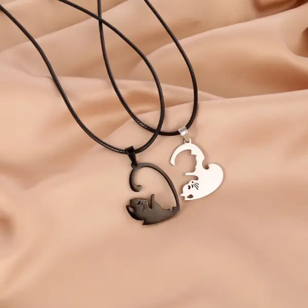 Wholesale Jewelry Simple Style Cat 304 Stainless Steel Polishing Pendant Necklace