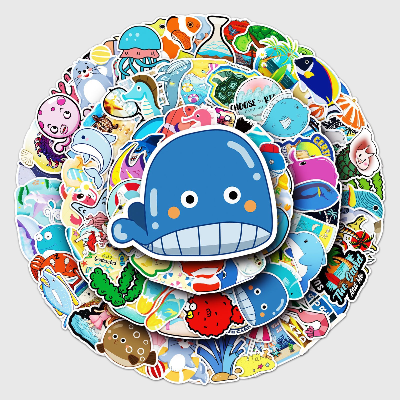 Wholesale 100 Cartoon Marine Bio Decorative Phone Case Laptop Lage Scooter Car Stickers