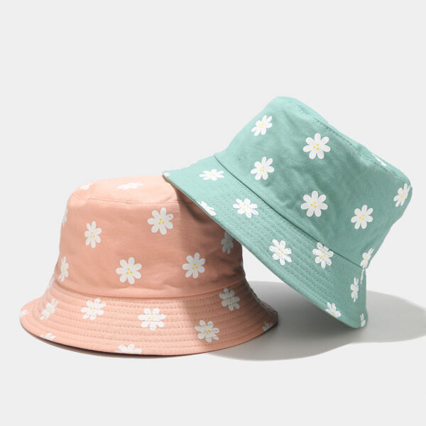 Wholesale Korean Style New Flower Printed Fisherman Hat Women's Japanese Style Artistic Fresh Style Basin Hat Summer Outdoor Double-Sided Sun Hat
