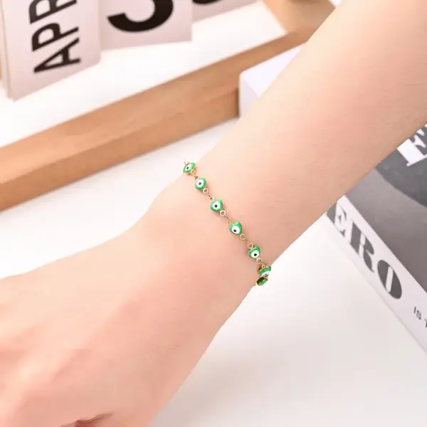 Wholesale Ethnic Style Classic Style Artistic Devil's Eye Heart Shape Simple 304 Stainless Steel 18K Gold Plated Bracelets In Bulk