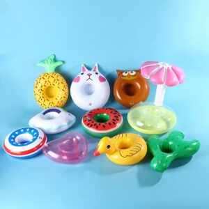 Wholesale PVC inflatable cup holder inflatable water supplies water floating beverage cup holder