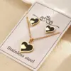 Fashion Style 304 Stainless Steel Water Plated Imitation Gold Double Heart Electroplated Jewelry Set For Women Cable Chain