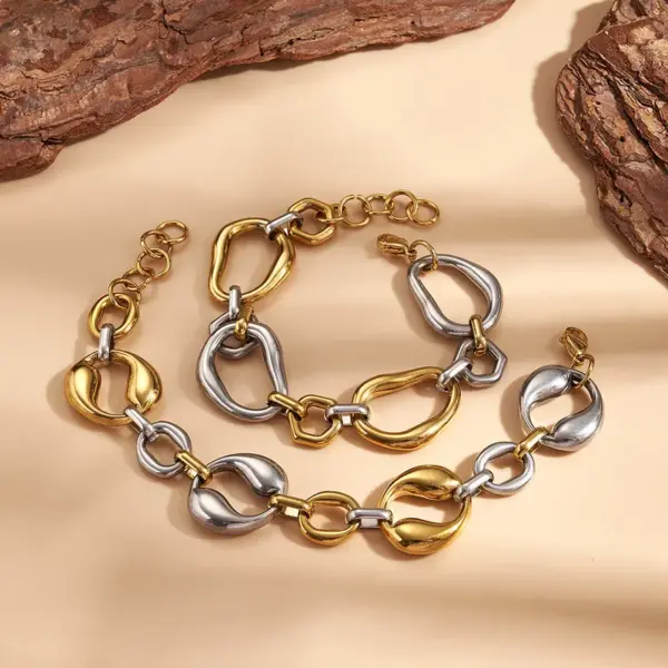 Wholesale Hot-Selling INS Style 304 Stainless Steel Inner Electroplated Real Gold Irregular Hollow Circle Simple Bracelet