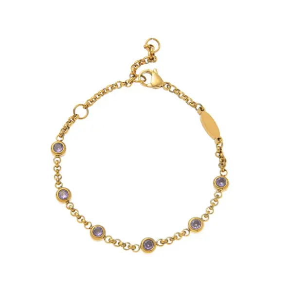 Wholesale Vacuum Plating 18K Gold Plated Birthstone 304 Stainless Steel Elegant Classical Lady 304 Stainless Steel Lobster Trigger Clasp Closure Bracelets
