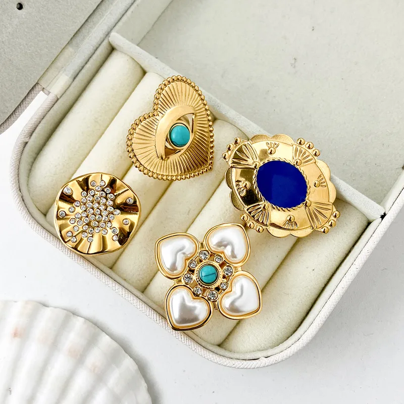 Wholesale PVD Coated Real Gold Plated 18K Gold Irregular Heart Shape 304 Stainless Steel Vintage Style Simple Style Waterproof Non Tarnish Open Rings