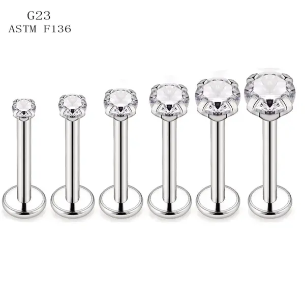 1 Piece Titanium Alloy Zircon Simple Style Lip Rings Geometric Inlay Lip Rings Ear Cartilage Rings & Studs