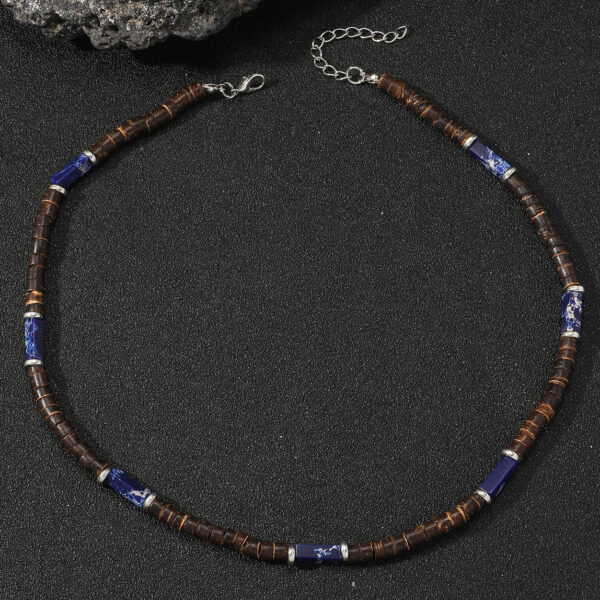 Wholesale fashion Men's hip hop bohemian style turquoise nut shell wooden beads ing necklace men's