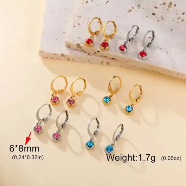 Wholesale 12 Colors Birthstone DIY Jewelry Accessories December Crystal Glass Earrings Birthstone Stud Earrings Unisex Stainless Steel Material