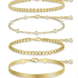 Airplane Drill Chain Slide Chain Cuban Anklet Four-Piece Set