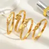 Wholesale Elegant Artistic Geometric Solid Color 316 Stainless Steel 18K Gold Plated Zircon Bangle In Bulk