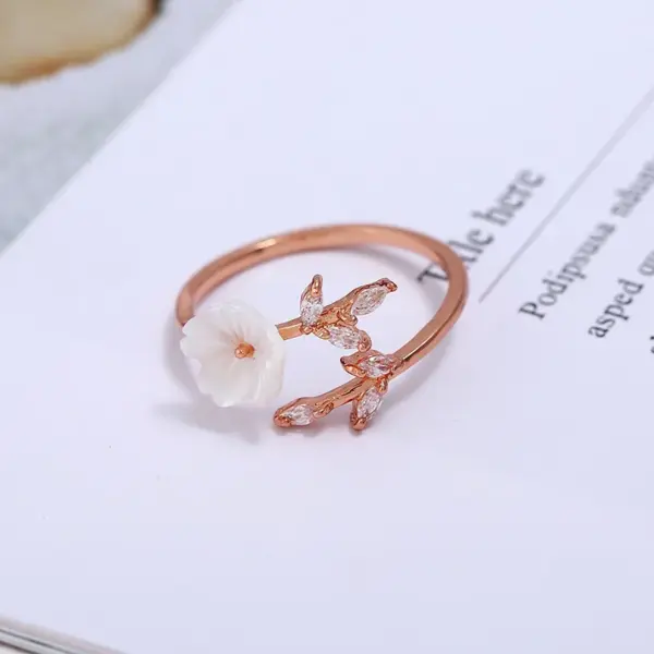 Wholesale Simple Style Flower Copper Inlay Zircon Open Ring 1 Piece