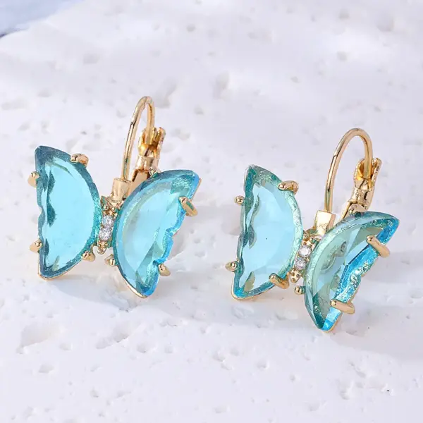 Wholesale 1 Pair Sweet Butterfly Plating Inlay Copper Zircon Gold Plated Earrings