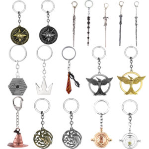 Wholesale European and American film and television game peripheral Harry Potter magic scepter hourglass keychain game jewelry crown pendant